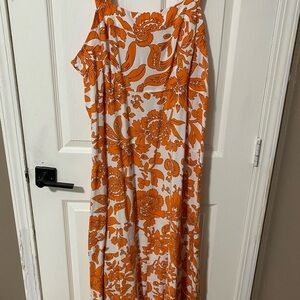 Floral Orange and White Dress